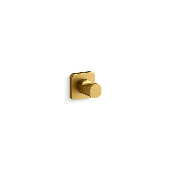 Parallel Knob Wall Mount Robe/Towel Hook in Vibrant Brushed Moderne Brass