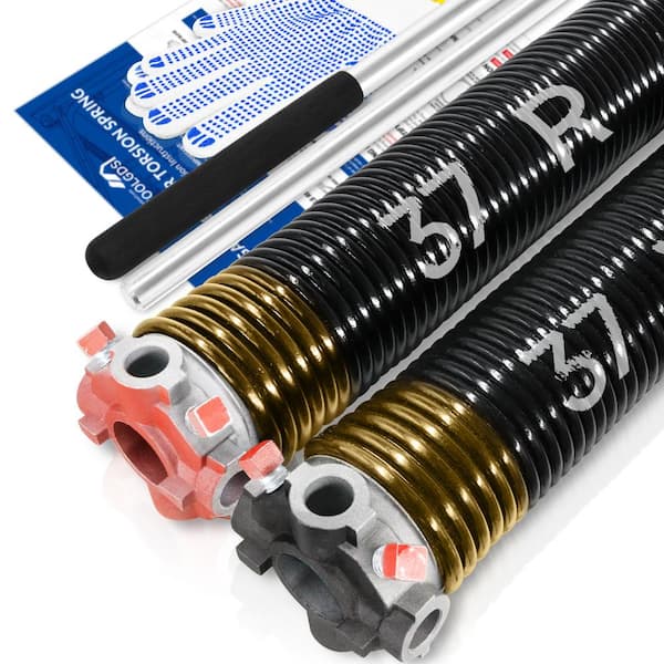 YOTOOLGDS 0.250 in. Wire x 2 in. x 37 in. L Electrophoresis Garage Door Torsion Springs in Gold Left and Right with Winding Bars