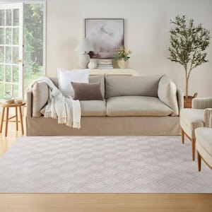 Casual Ivory 8 ft. x 10 ft. Checker Contemporary Area Rug