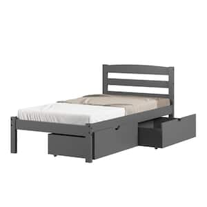 Grey Twin Econo Bed with Dual Under Bed Drawer