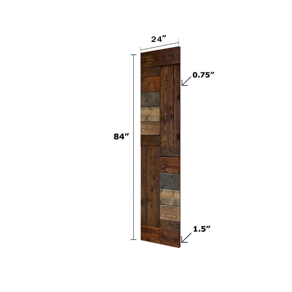Multicolor Textured Solid Wood Sliding Barn Door Slab