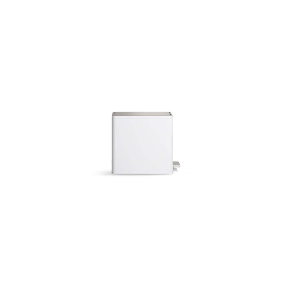 Slim 2.5-Gallon Stainless Steel and White Step Trash Can