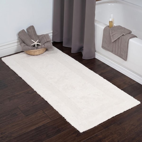 Ivory 2 ft. x 5 ft. Cotton Reversible Extra Long Bath Rug Runner