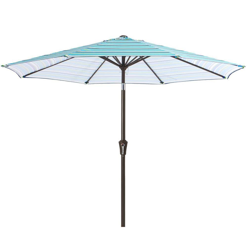 Air Vented 9 ft. Alloy Steel Market Solar Tilt Half Patio Umbrella in Blue 
