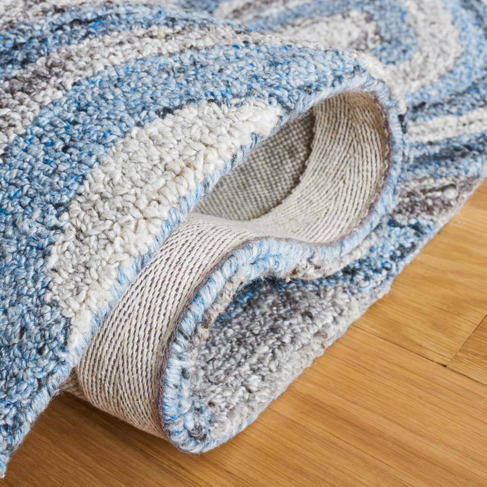 Blue and Gray Handmade Wool Abstract Area Rug, 5' x 8'