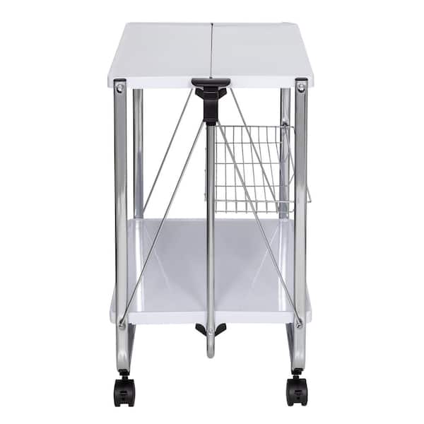 Honey-Can-Do Foldable Kitchen Cart, White/Chrome