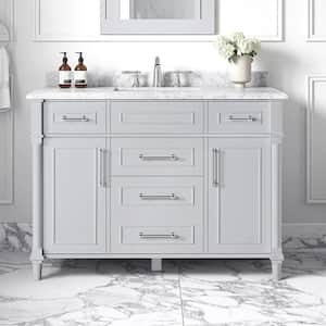 Aberdeen 48 in. Single Sink Freestanding Dove Gray Bath Vanity with Carrara Marble Top (Assembled)