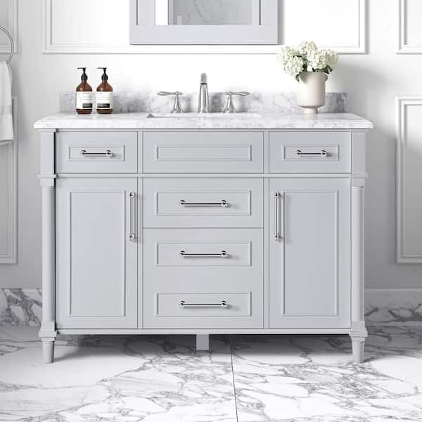 Home Decorators Collection Aberdeen 48 in. Single Sink Freestanding Dove Gray Bath Vanity with Carrara Marble Top (Assembled)