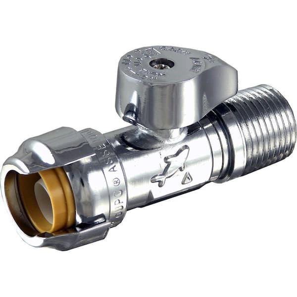 SharkBite 1/2 in. Push-to-Connect x 1/2 in. MIP Chrome-Plated Brass Quarter-Turn Straight Stop Valve