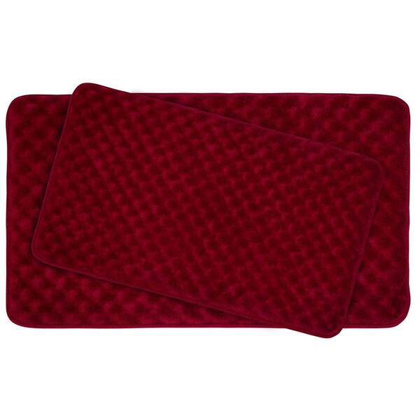 BounceComfort Massage Barn Red 20 in. x 32 in. Memory Foam 2-Piece Bath Mat Set