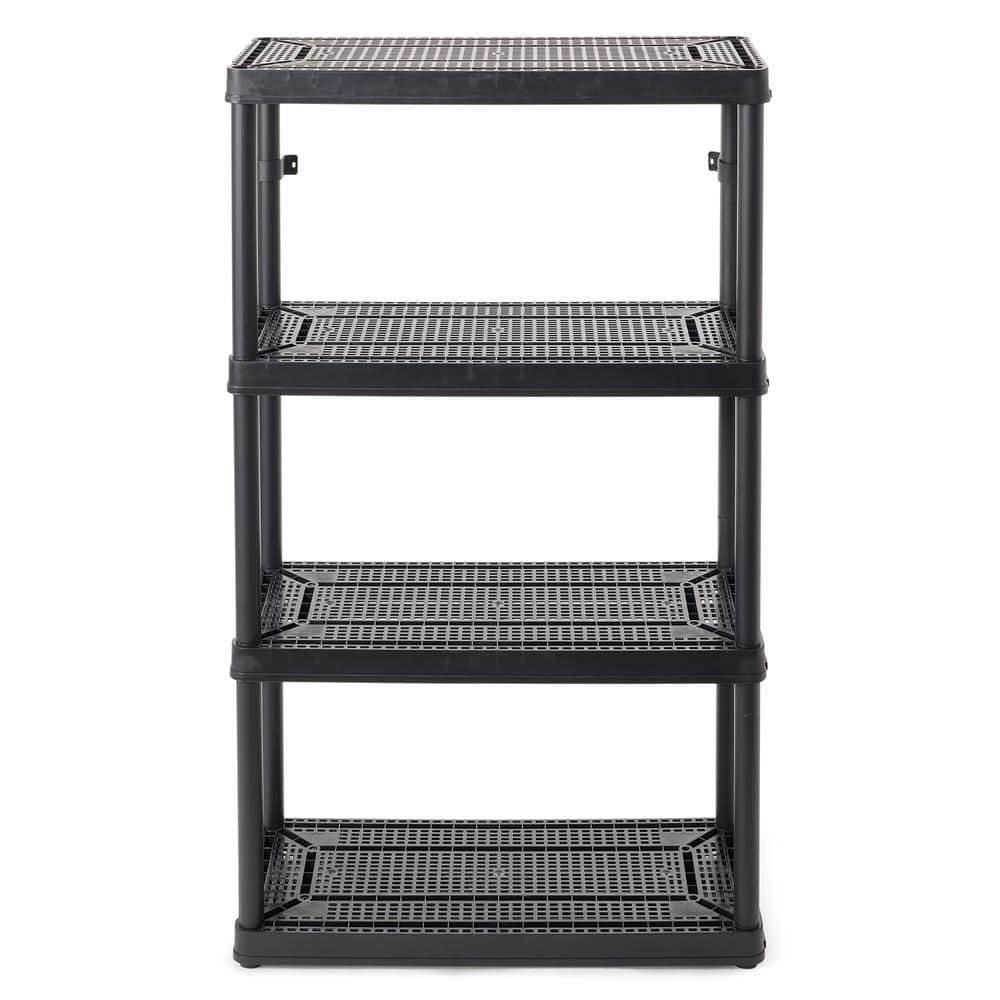 GRACIOUS LIVING Black 4-Tier Fixed Height Ventilated Shelving Unit (4 ...