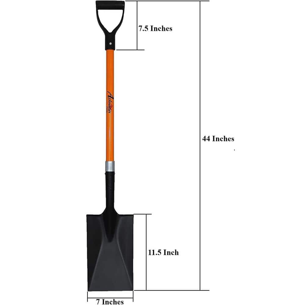 Heavy-Duty Orange Fiberglass D-Handle Steel Spade Shovel, 41 Inches
