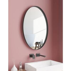 23.6 in. W x 35.4 in. H Oval Black Framed Bathroom Vanity Wall Mirror