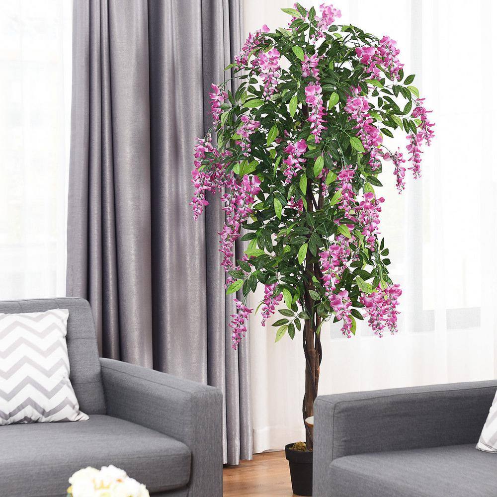 6-Foot Purple Silk Wisteria Tree with Black Plastic Pot