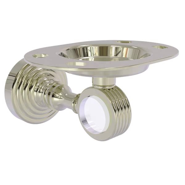 Allied Brass Pacific Grove Tumbler and Toothbrush Holder with Groovy Accents in Polished Nickel