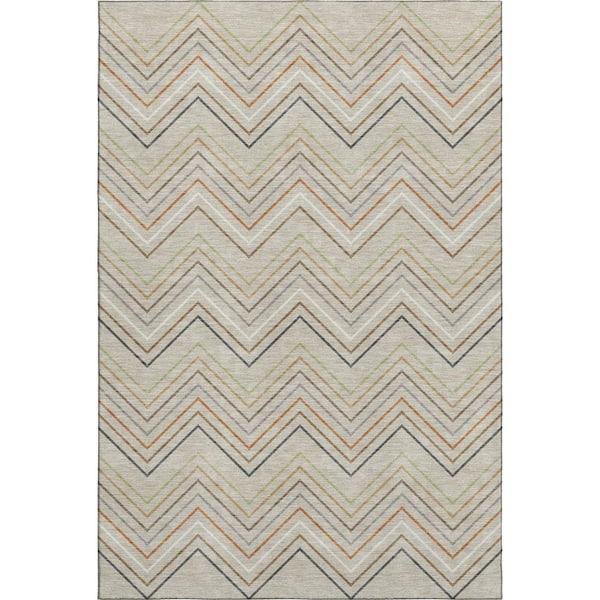 Mayfield Premium Machine Washable Abstract AMF2392 Beige 9 ft. x 12 ft. Area Rug