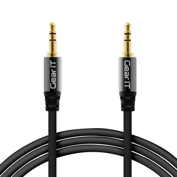 GearIt 15 ft. 3.5 mm Male to Male Aux Stereo Audio Cable - Black (2-Pack)