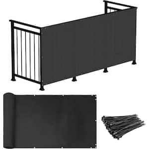 3 ft. x 15 ft. Black Balcony Privacy Fence Screen with UV Blockage for Balcony Porch Patio Deck Yard