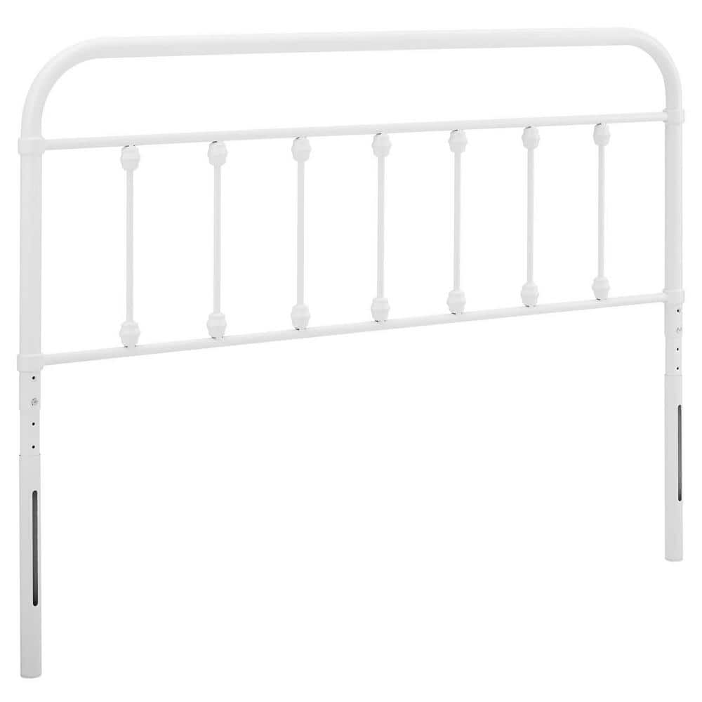 Sage White Powder-Coated Metal Queen Headboard