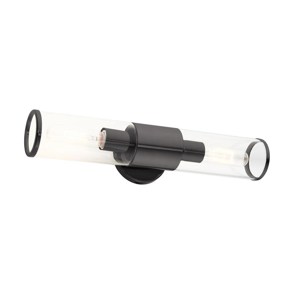 Bancroft Black Chrome 2-Light ADA Vanity with Clear Glass