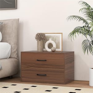 2-Drawer Brown Chest of Drawers 12 in. D x 24 in. W x 16 in. H