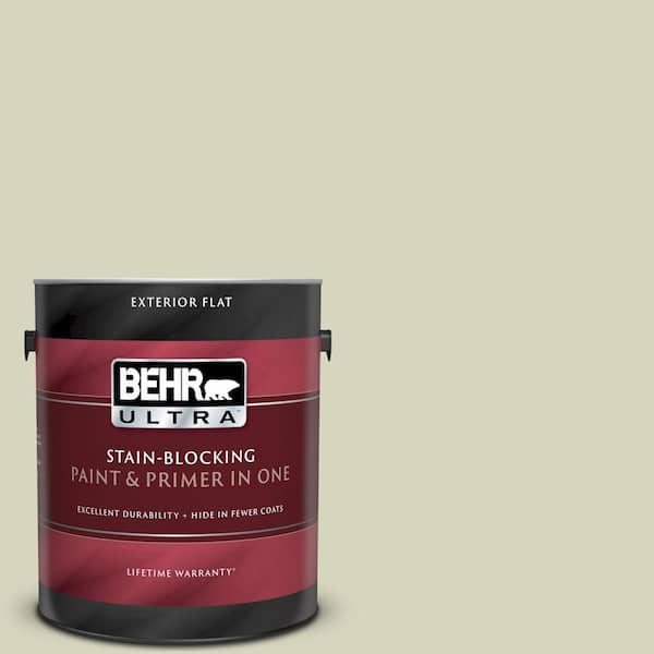 BEHR ULTRA 1 gal. #UL200-13 Pale Cucumber Flat Exterior Paint and Primer in One