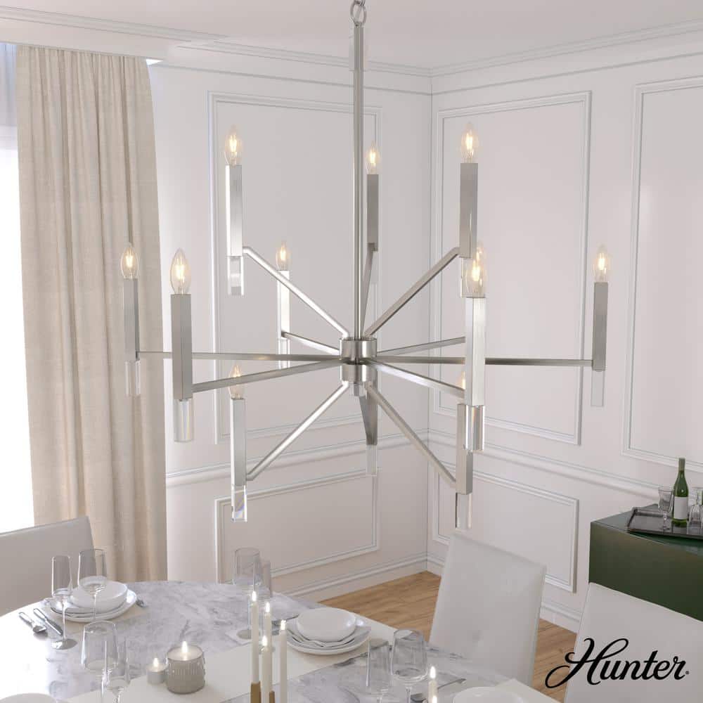 Elegant Sunjai 12-Light Nickel & Crystal 3-Tier Chandelier