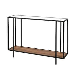 Vireo 42 in. Blackened Bronze and Rustic Oak Rectangle Particle Board Console Table