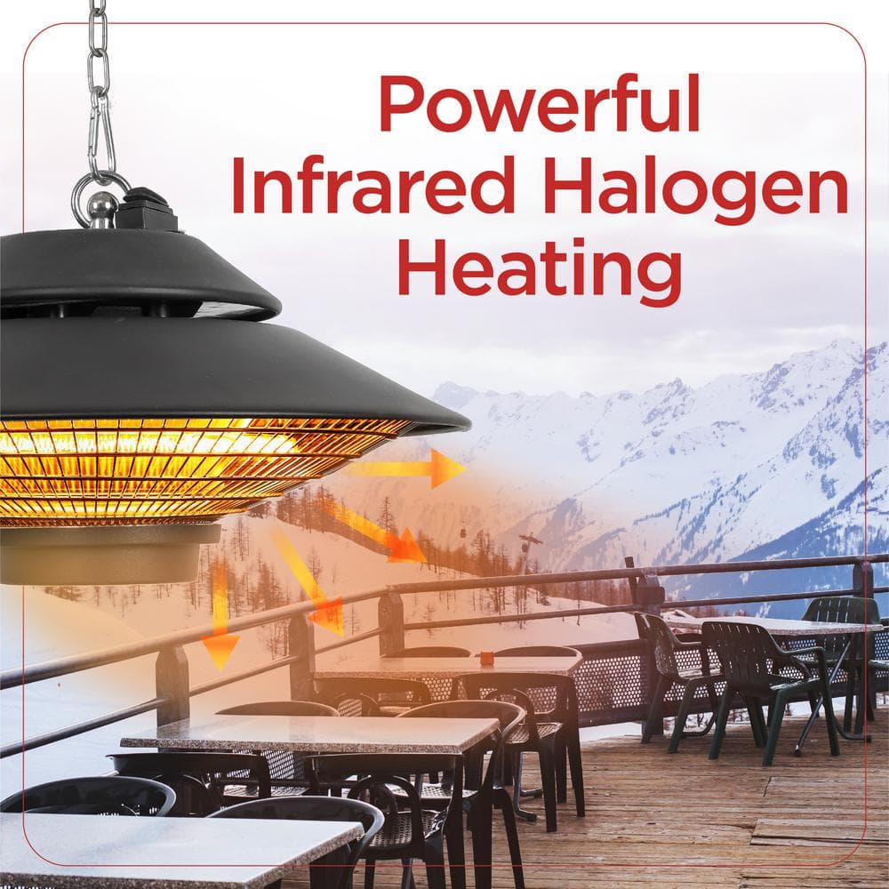 Black Electric Ceiling Mounted Patio Heater with Carbon Tube
