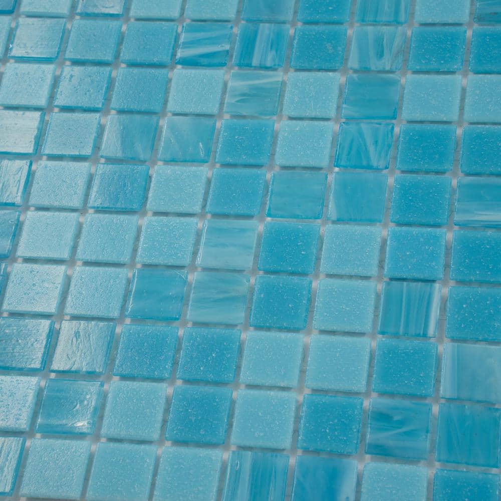 Arctic Blue 12'' x 12'' Glossy Glass Mosaic Tile
