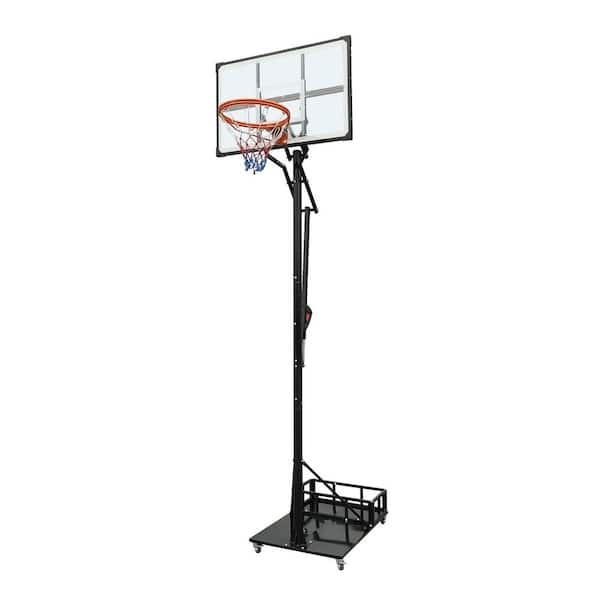 8-10 ft. Adjustable Height Portable Basketball Hoop Basketball System with Counterweight Bag, Basketball Hoop and Wheels