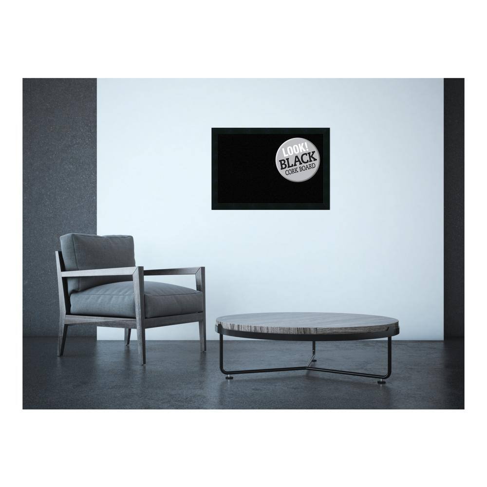 Mezzanotte Black Framed Cork Bulletin Board 28.84" x 21.26"