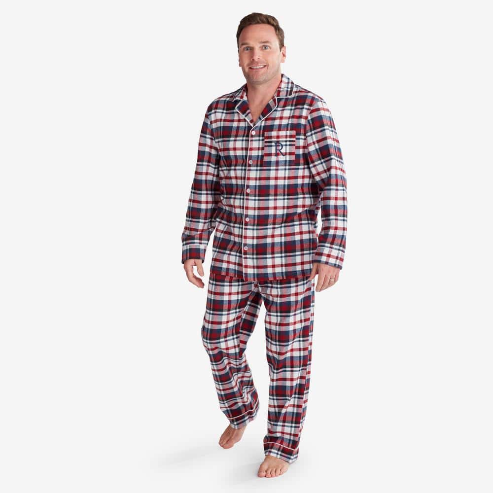 The Company Store Company Cotton Family Flannel Men's Medium White/Red  Santa and Mrs Pajama Set 60010C-M-WHI/RED - The Home Depot