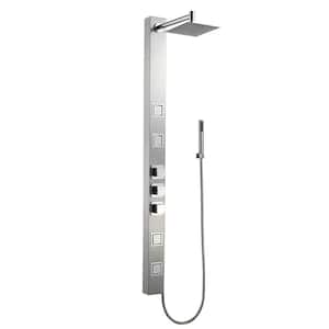 59.05 in. 3-Jet Shower System with Adjustable Angle Overhead Shower in Brushed Nickel