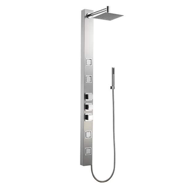 androme 59.05 in. 3-Jet Shower System with Adjustable Angle Overhead Shower in Brushed Nickel