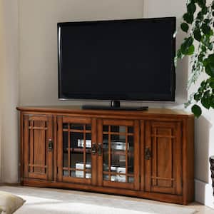 Riley Holliday 56 in. W Mission Oak TV Stand with Enclosed Storage Holds TV's up to 60 in. Wide