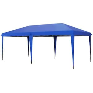 9.5 ft. x 19 ft. Blue Pop Up Canopy Tent, Heavy Duty Outdoor Instant Gazebo Sun Shade Shelter with Carry Bag