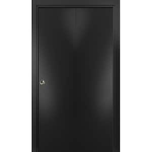 0010 56 in. x 80 in. Flush Solid Wood Black Finished Wood Bifold Door with Hardware