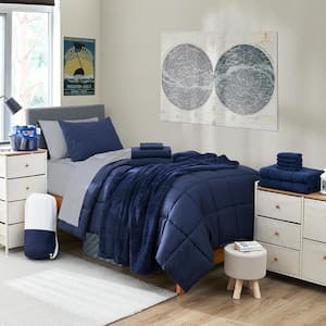 College Dorm Kit 18-Piece Navy Twin XL Polyester Bed in a Bag