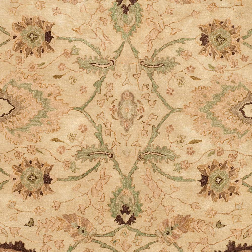 Ivory and Brown 8' x 10' Handmade Wool Floral Rug