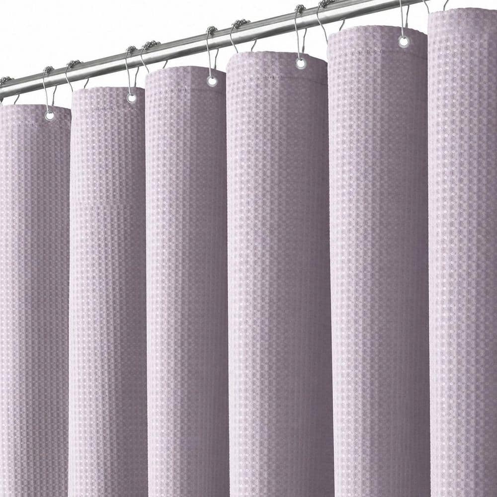 Waffle Weave Fabric Shower Curtain, 256GSM Heavy Duty Textured Cloth with 12 Hooks, 72 x 72 in, Lavender price history on PriceWatchPro