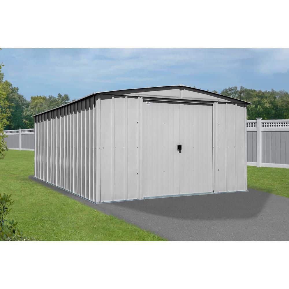 10 ft x 14 ft Flute Gray Steel Storage Shed