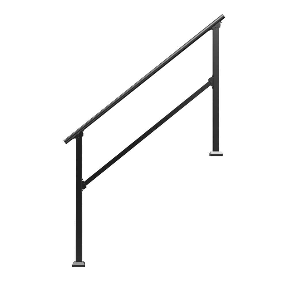 Handrails for Outdoor Steps 36.22 in. H x 3.31 in. W Black 4-5 Step Stair Hand Transitional Steel Stair Railing Kit price history on PriceWatchPro