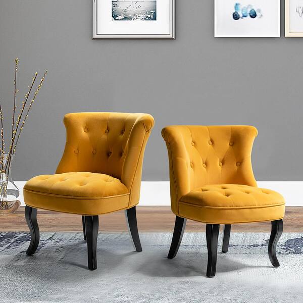 mustard tufted chair