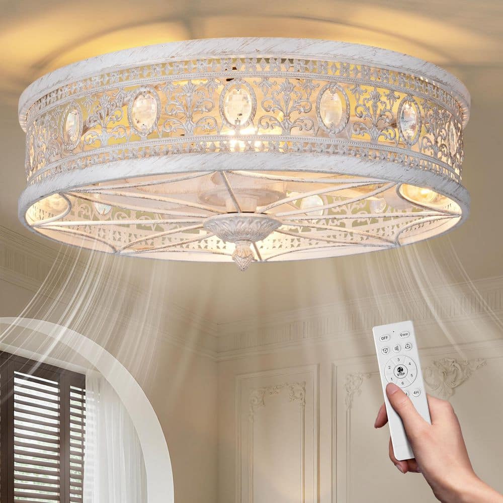 ARISKEEN 18 in. White Vintage Ceiling Fans with Lights and Remote
