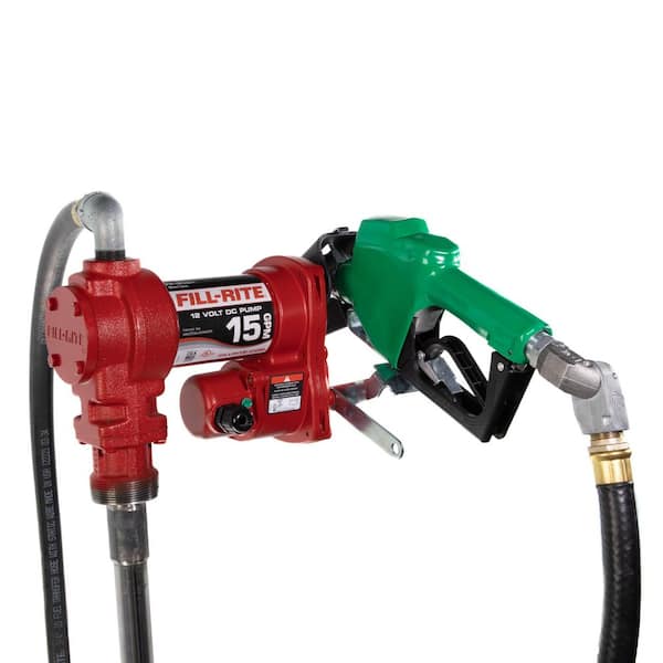 FILL-RITE 12-Volt 15 GPM 1/4 HP Fuel Transfer Pump (Auto Nozzle with Swivel Package)