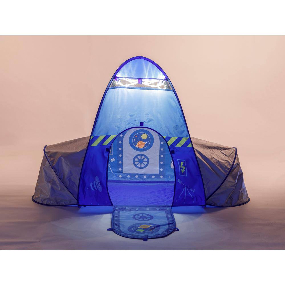 Fun2Give Blue and Silver Rocket Play Tent with Lights