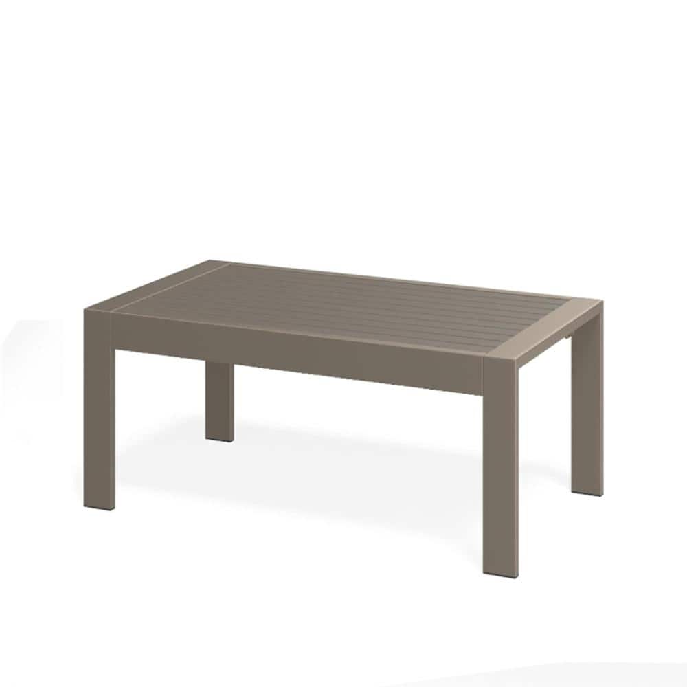 43 in Metal  Khaki Outdoor Coffee Table with Wood-Look Top for Patio price history on PriceWatchPro