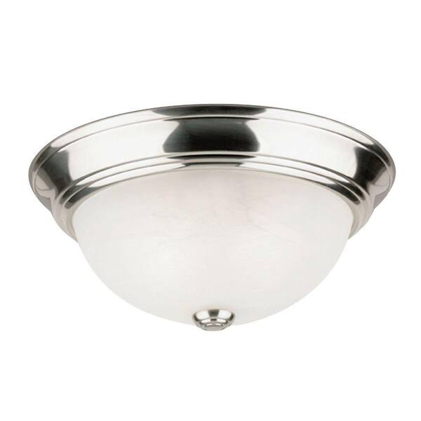 Westinghouse 2-Light Brushed Nickel Interior Ceiling Flush Mount with Frosted White Alabaster Glass