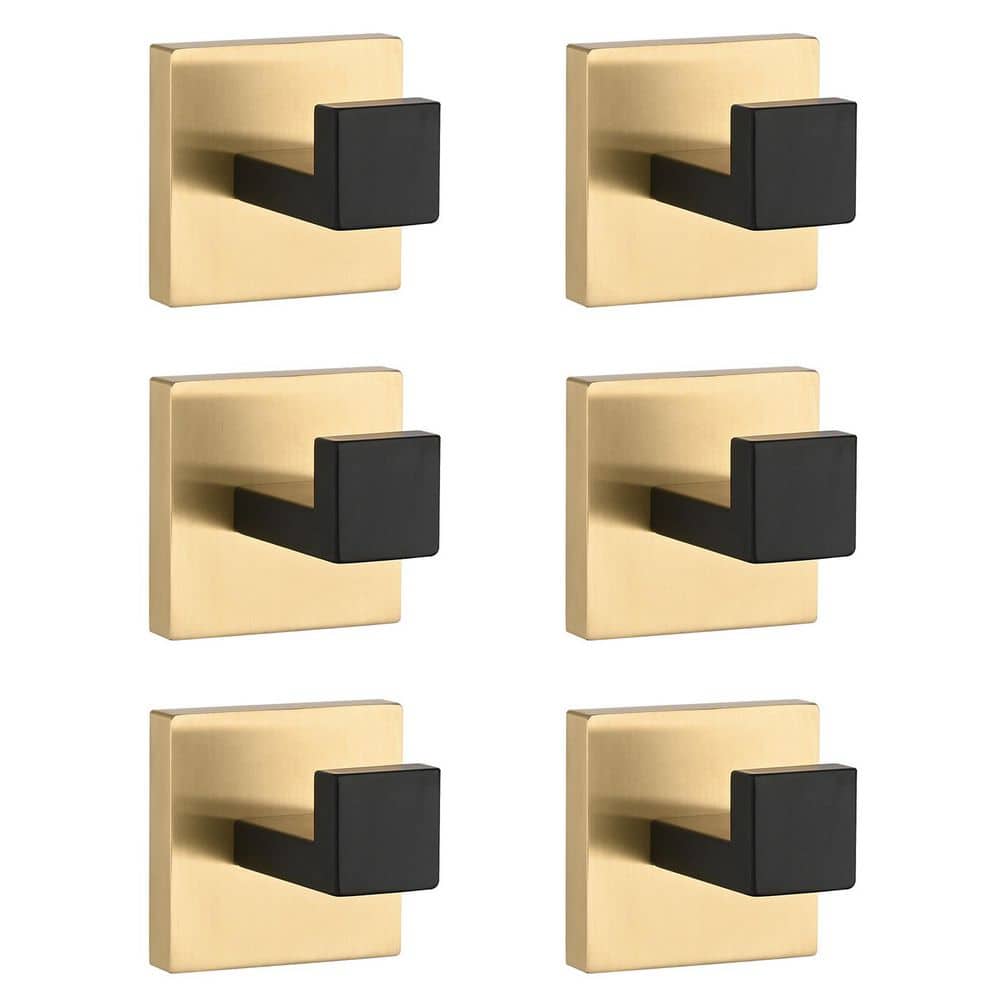 6-Pack J-Hook Wall-Mounted Stainless Steel Bathroom Robe/Towel Hook in Gold Plus Matte Black for Bathroom Kitchen price history on PriceWatchPro